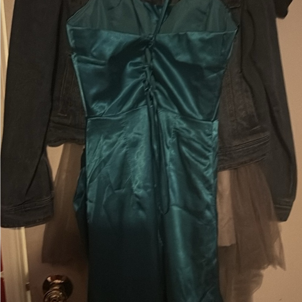 Elegant Teal Satin Dress